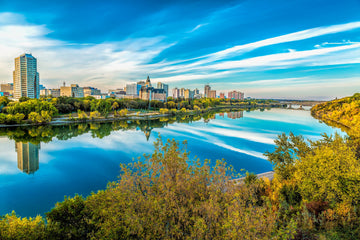 Autumn Reflection – Saskatoon City Skyline