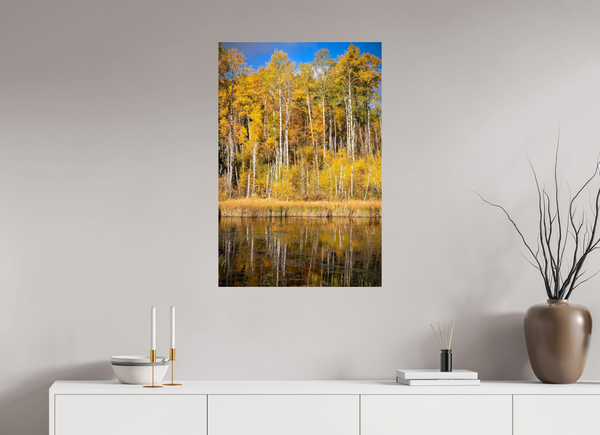 60 x 90 cm, Acrylic Print Golden Stillness — Autumn Reflections in Saskatchewan