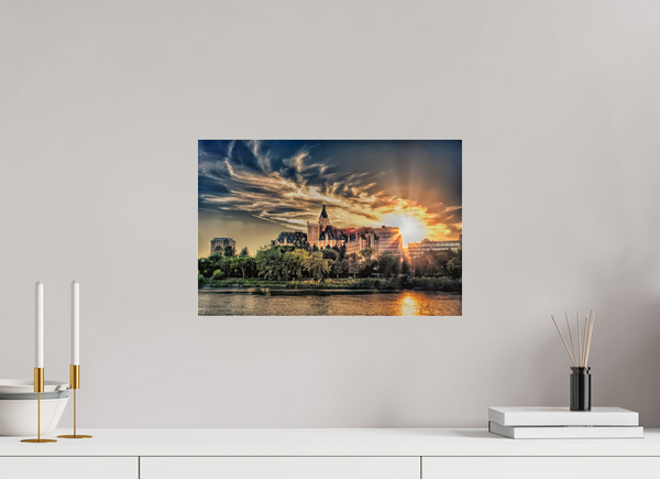 45 x 30 cm, Acrylic Print Radiant Sunset – The Bessborough from the River