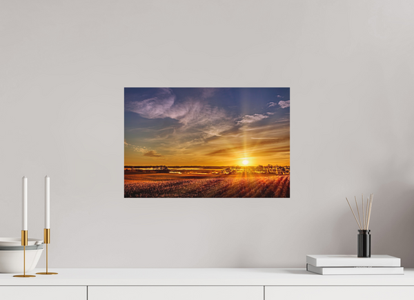 45 x 30 cm, Metal Print Rise of the Prairie Sun — Saskatchewan, Canada