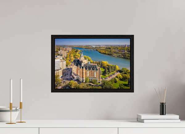 45 x 30 cm, Framed Print Autumn Splendor – Saskatoon’s Castle by the River