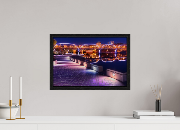 45 x 30 cm, Framed Print Evening Glow – River Landing at Night, Saskatoon