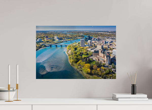 60 x 40 cm, Photo Print Above the River – Aerial View of Saskatoon
