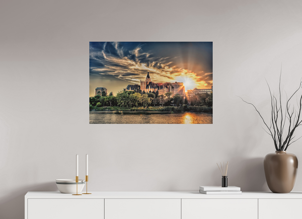 90 x 60 cm, Metal Print Radiant Sunset – The Bessborough from the River