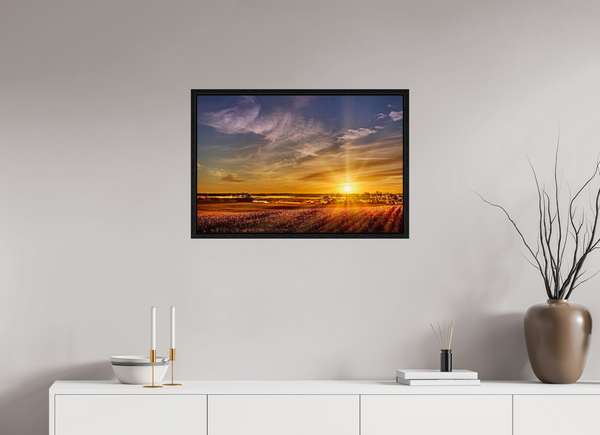 75 x 50 cm, Framed Print Rise of the Prairie Sun — Saskatchewan, Canada