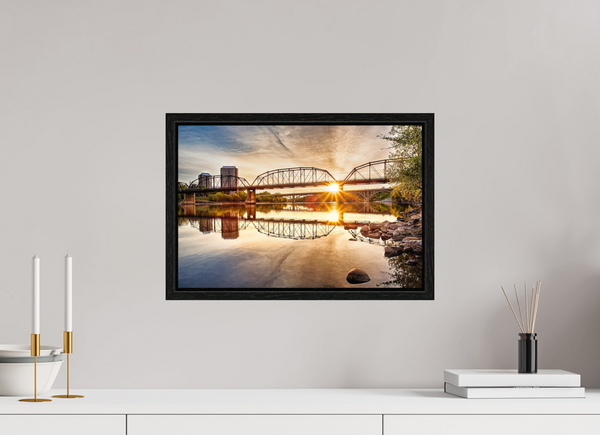 45 x 30 cm, Framed Print Morning Radiance – Traffic Bridge at Sunrise, Saskatoon