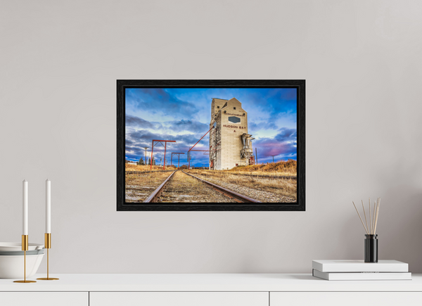 45 x 30 cm, Framed Print Tracks of Memory – Hudson Bay Grain Elevator, Saskatchewan