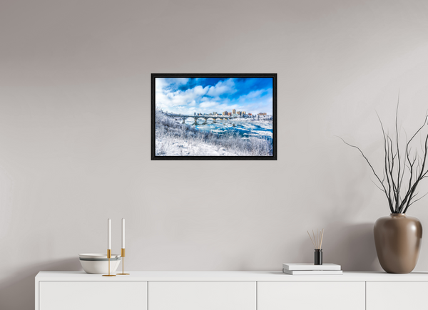 60 x 40 cm, Framed Print Frosted City – Saskatoon in Winter Light