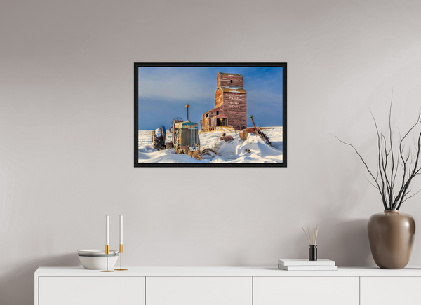 75 x 50 cm, Framed Print Winter’s Echo – Bents, Saskatchewan Grain Elevator