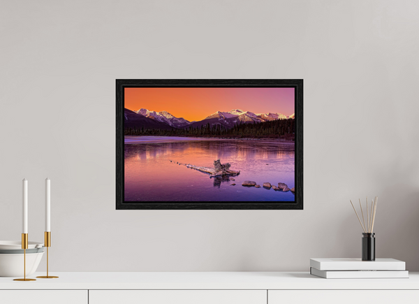 45 x 30 cm, Framed Print Crimson Silence — Vermilion Lakes, Banff National Park