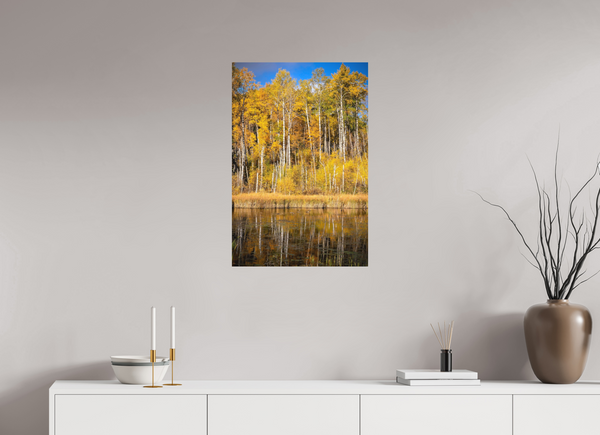 50 x 75 cm, Metal Print Golden Stillness — Autumn Reflections in Saskatchewan
