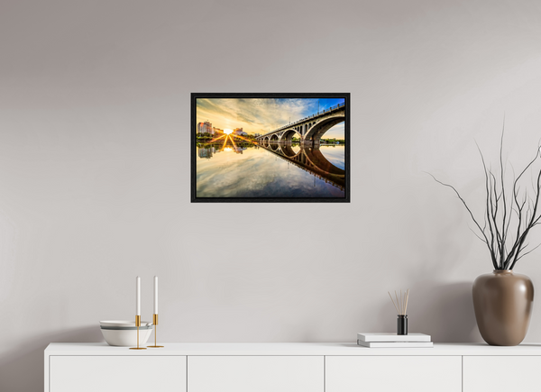 60 x 40 cm, Framed Print Sunset Reflections – University Bridge, Saskatoon
