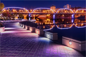 Main image Evening Glow – River Landing at Night, Saskatoon