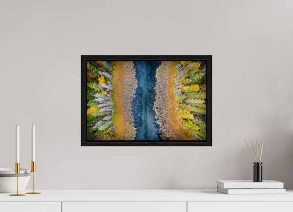 45 x 30 cm, Framed Print Autumn Veins – The River from Above