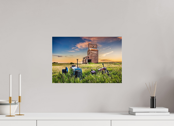 45 x 30 cm, Acrylic Print Echoes of Summer – Bents, Saskatchewan Grain Elevator