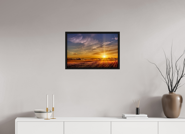60 x 40 cm, Framed Print Rise of the Prairie Sun — Saskatchewan, Canada