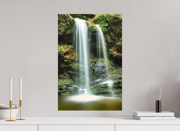 40 x 60 cm, Metal Print Emerald Veil — Grotto Falls, Great Smoky Mountains  Long