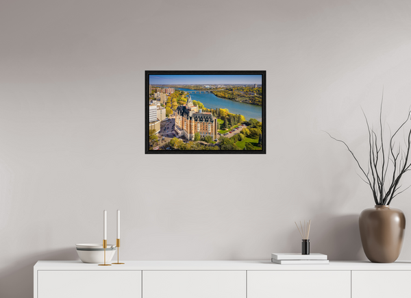60 x 40 cm, Framed Print Autumn Splendor – Saskatoon’s Castle by the River