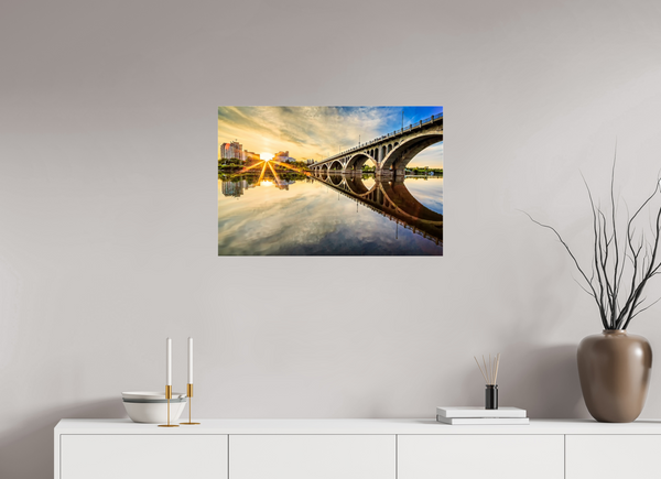 75 x 50 cm, Acrylic Print Sunset Reflections – University Bridge, Saskatoon