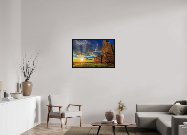 90 x 60 cm, Framed Print Golden Horizon – Hagen, Saskatchewan Grain Elevator