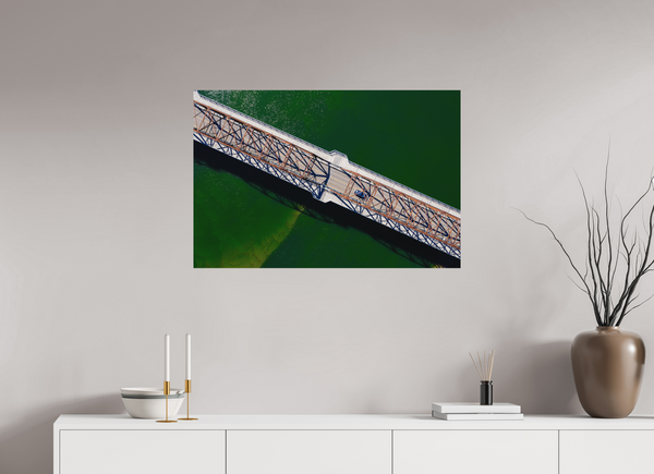 90 x 60 cm, Metal Print Crossing Lines – Traffic Bridge, Saskatoon