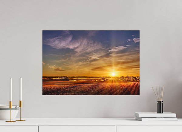 60 x 40 cm, Metal Print Rise of the Prairie Sun — Saskatchewan, Canada