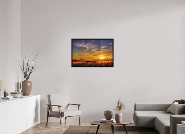 90 x 60 cm, Framed Print Rise of the Prairie Sun — Saskatchewan, Canada