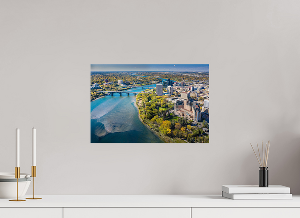 45 x 30 cm, Photo Print Above the River – Aerial View of Saskatoon