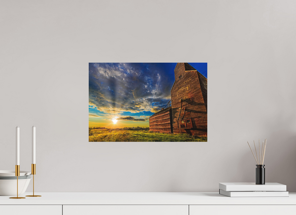 45 x 30 cm, Metal Print Golden Horizon – Hagen, Saskatchewan Grain Elevator