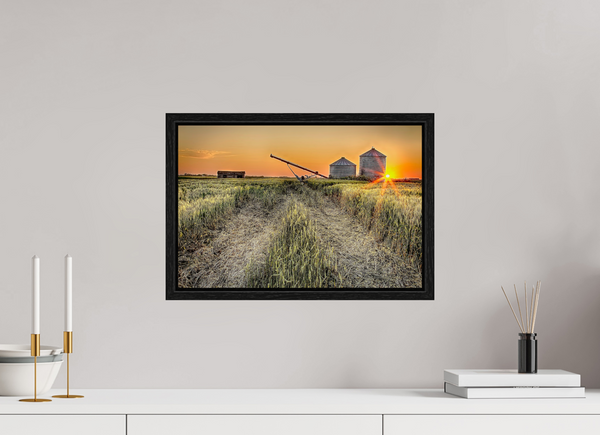 45 x 30 cm, Framed Print Harvest Glow – Prairie Sunset over the Wheat Fields