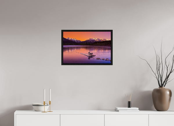 60 x 40 cm, Framed Print Crimson Silence — Vermilion Lakes, Banff National Park