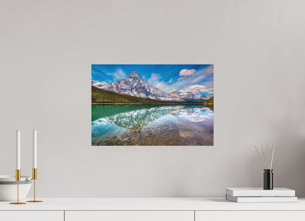 45 x 30 cm, Metal Print Symmetry of Silence — Mount Chephren, Banff National Park
