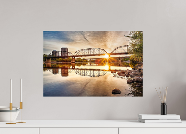 60 x 40 cm, Acrylic Print Morning Radiance – Traffic Bridge at Sunrise, Saskatoon