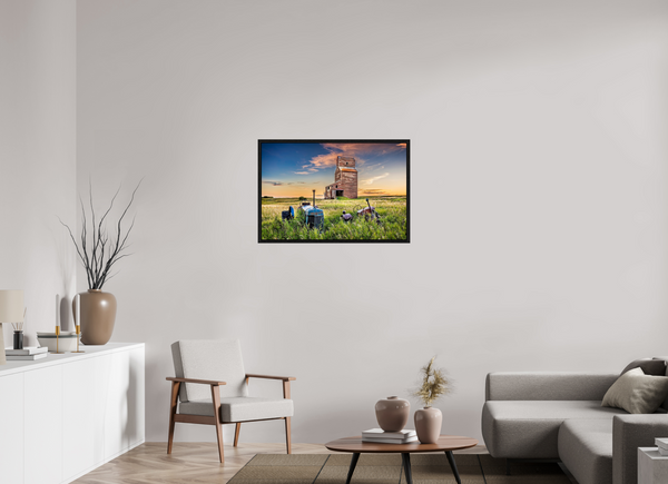 90 x 60 cm, Framed Print Echoes of Summer – Bents, Saskatchewan Grain Elevator