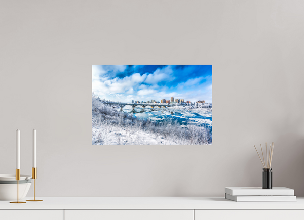 45 x 30 cm, Photo Print Frosted City – Saskatoon in Winter Light