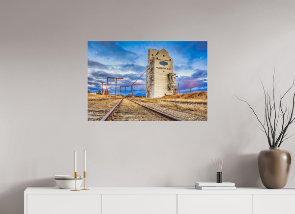 90 x 60 cm, Photo Print Tracks of Memory – Hudson Bay Grain Elevator, Saskatchewan