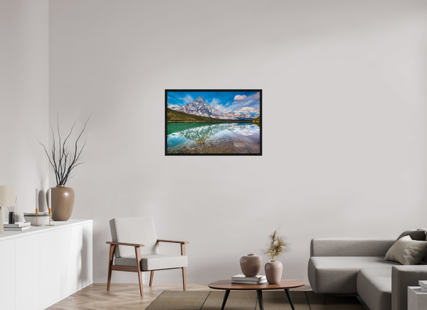 90 x 60 cm, Framed Print Symmetry of Silence — Mount Chephren, Banff National Park