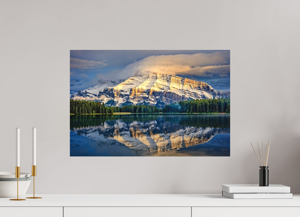 60 x 40 cm, Metal Print Veil of Light — Mount Rundle, Banff National Park