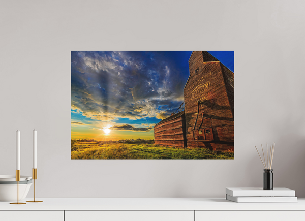 60 x 40 cm, Metal Print Golden Horizon – Hagen, Saskatchewan Grain Elevator