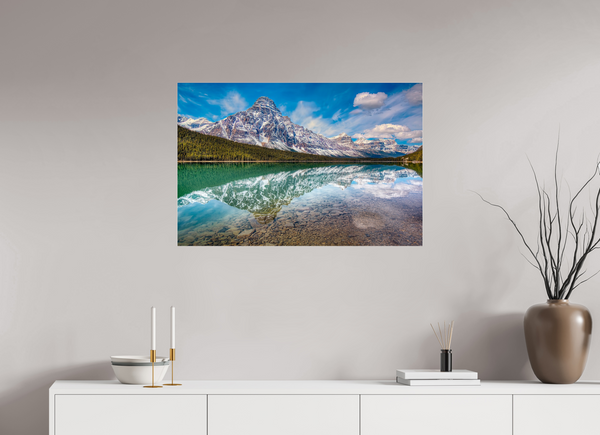 90 x 60 cm, Acrylic Print Symmetry of Silence — Mount Chephren, Banff National Park