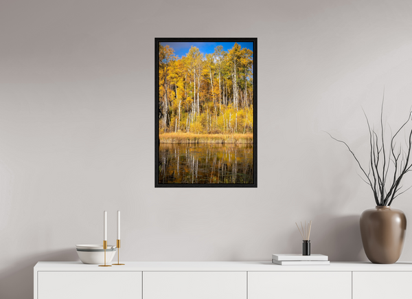 50 x 75 cm, Framed Print Golden Stillness — Autumn Reflections in Saskatchewan