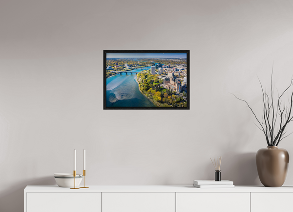 60 x 40 cm, Framed Print Above the River – Aerial View of Saskatoon