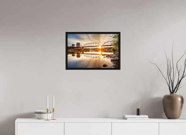 60 x 40 cm, Framed Print Morning Radiance – Traffic Bridge at Sunrise, Saskatoon