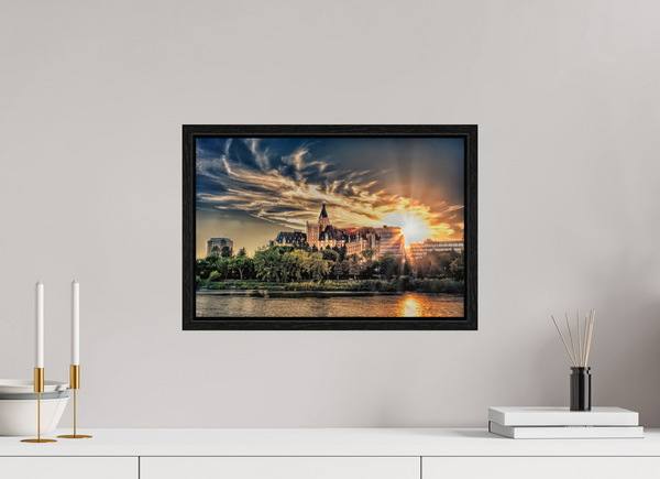 45 x 30 cm, Framed Print Radiant Sunset – The Bessborough from the River