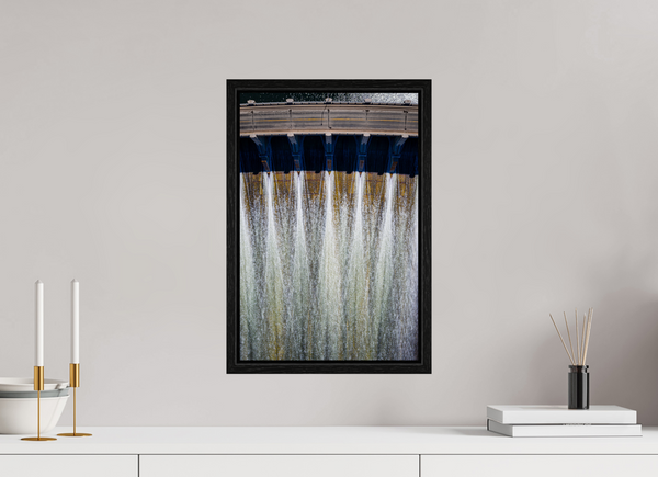 30 x 45 cm, Framed Print Controlled Flow – Diefenbaker Dam from Above