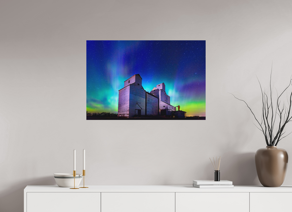 90 x 60 cm, Metal Print Aurora Over Asquith – Northern Lights on the Prairies