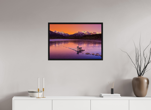75 x 50 cm, Framed Print Crimson Silence — Vermilion Lakes, Banff National Park