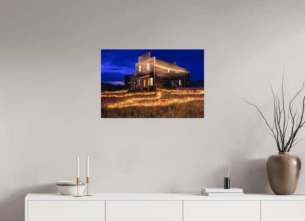75 x 50 cm, Photo Print Echoes of Light – Prairie General Store at Night