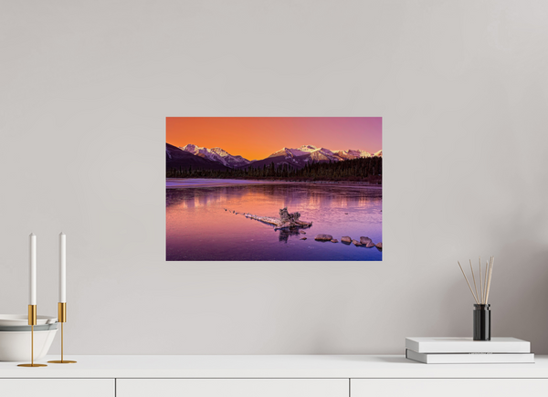 45 x 30 cm, Photo Print Crimson Silence — Vermilion Lakes, Banff National Park