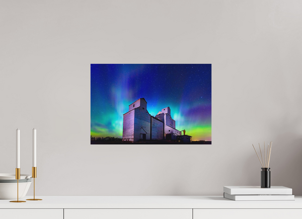 45 x 30 cm, Metal Print Aurora Over Asquith – Northern Lights on the Prairies